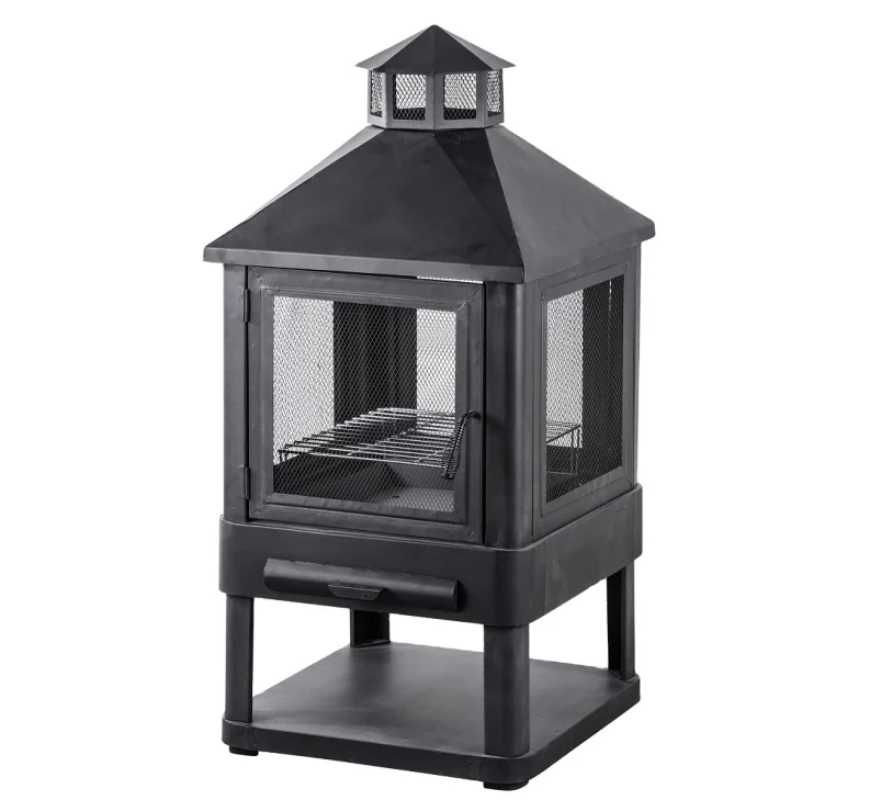 Черная жаропрочная яма для сада в стиле ретро