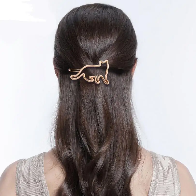 HC10006 Fashion Retro Gold Plated Hair Clips, Cat Barrette Hairpins, Korean Hairpins Alloy Hair Clips Sets For Girls