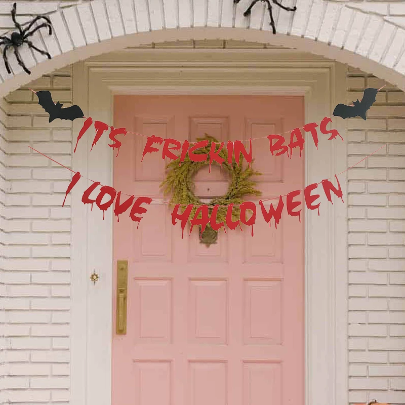 Bat Bloody Style Halloween Party House Front Door Wall Window Decorative Happy Halloween Bloody Weapon Hanging Banner