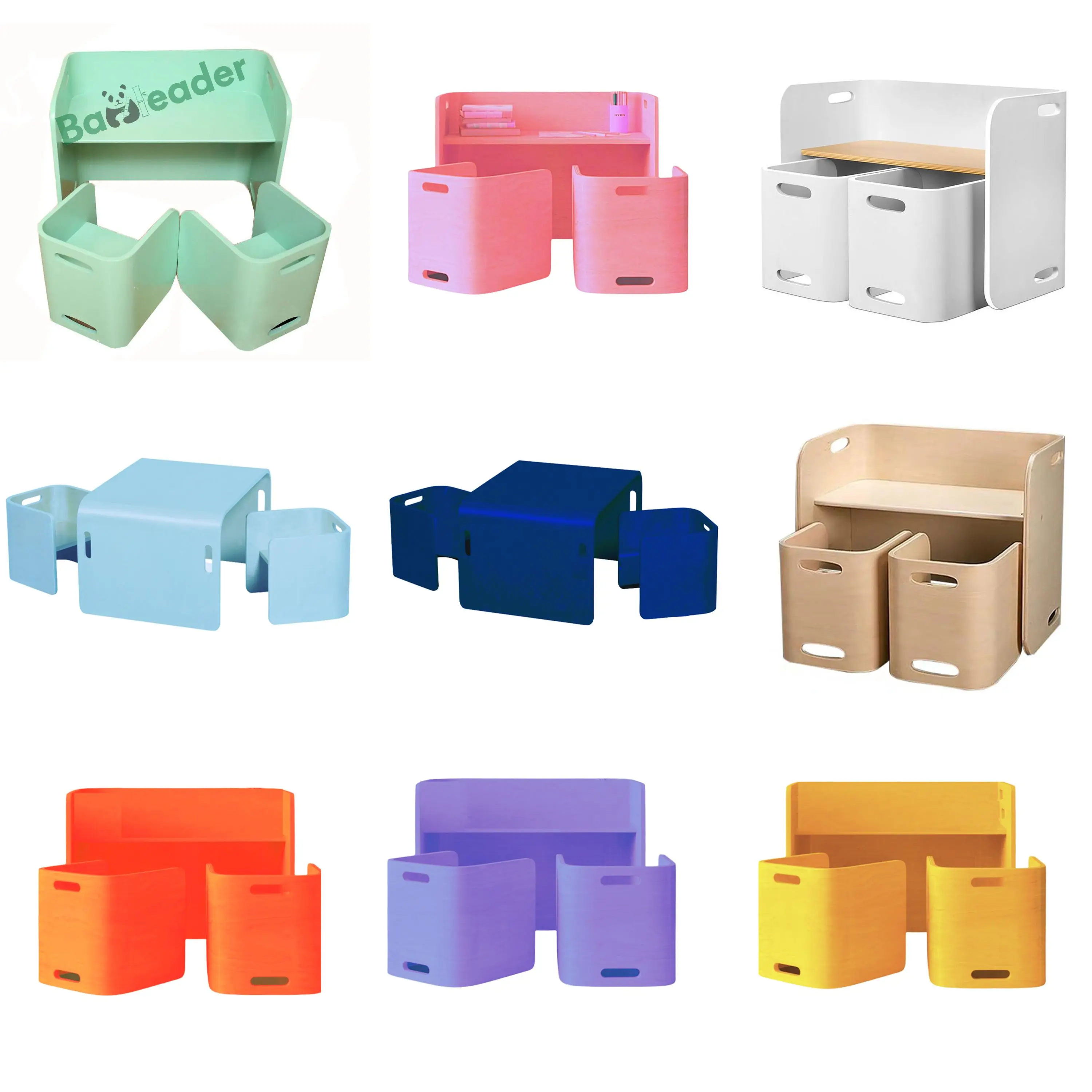 Custom Natural Bamboo MultiFunctional Children Furniture Sets Wooden Kids Desk Table Chair Set With Storage Nursery School