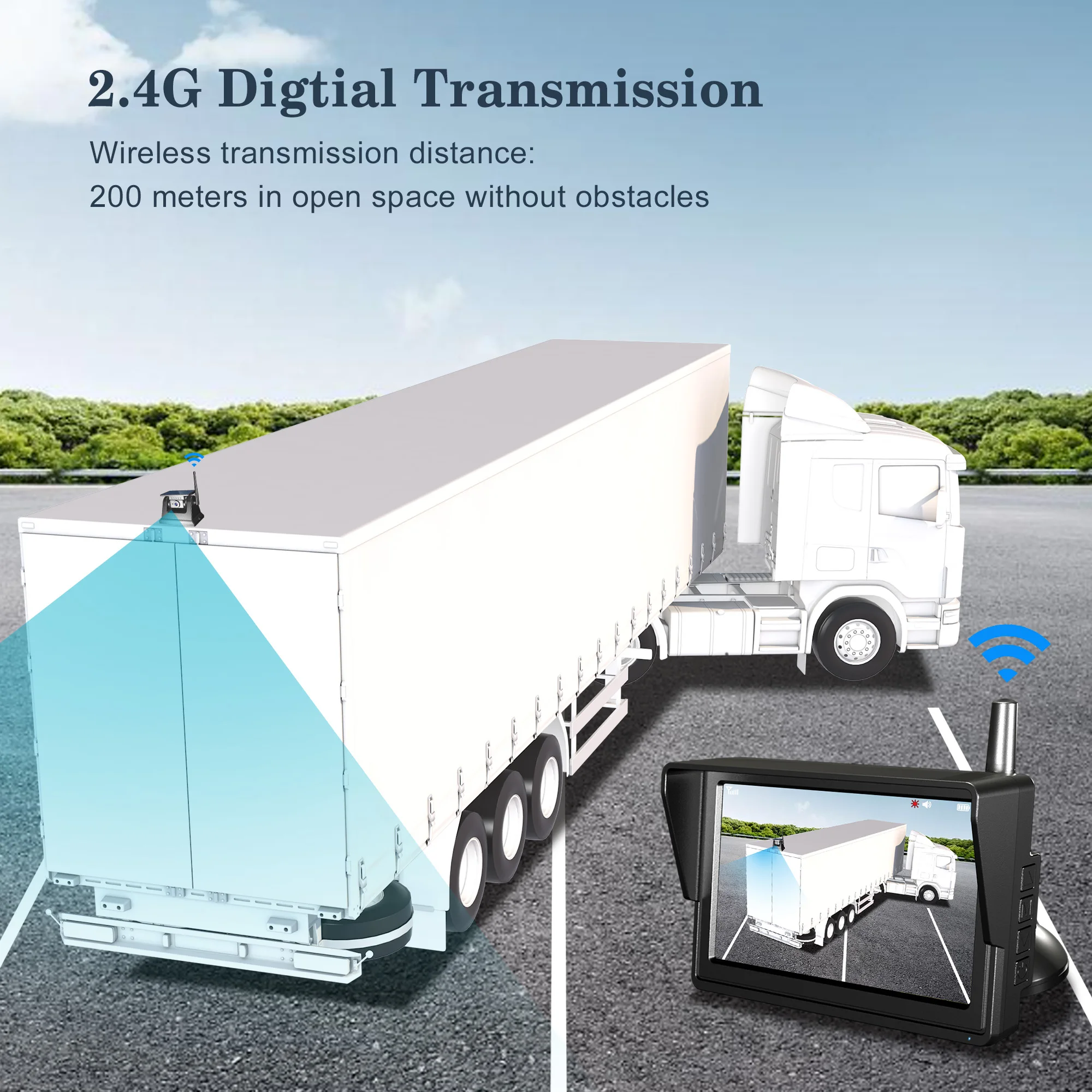 DIY Magnetic Solar Wireless Backup Rear View Camera with Monitor for Car/Truck/Trailer/RV/Van