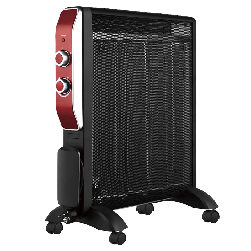 1000W 1500W Portable Quiet Instant Warmth Infrared Tip Over Protection Manual Electric Mica Foil Heater For Bathroom