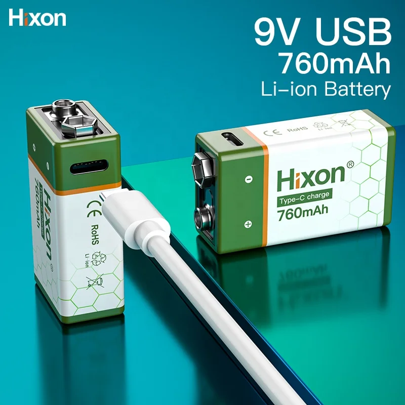 High quality 9V 760mah rechargeable lithium batteries 6F22 usb and type C charge battery 8pcs kit
