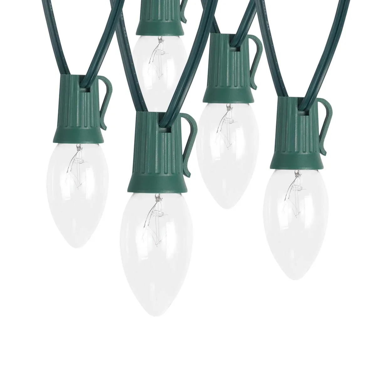 LED String Lights Indoor & Outdoor C7 Bulbs White Christmas Party & Wedding Curtain for Garden Waterproof PVC Lamp Body