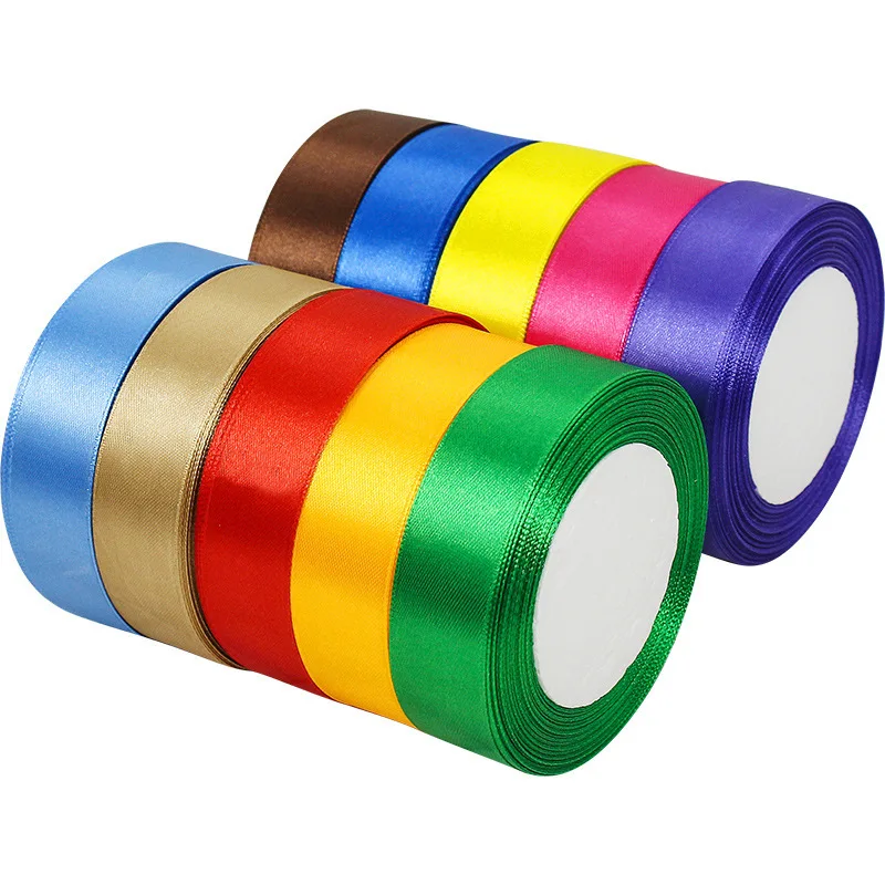 High quality and low price pure color encryption 2.5cm wide ribbon custom DIY packaging decorative flora ribbon