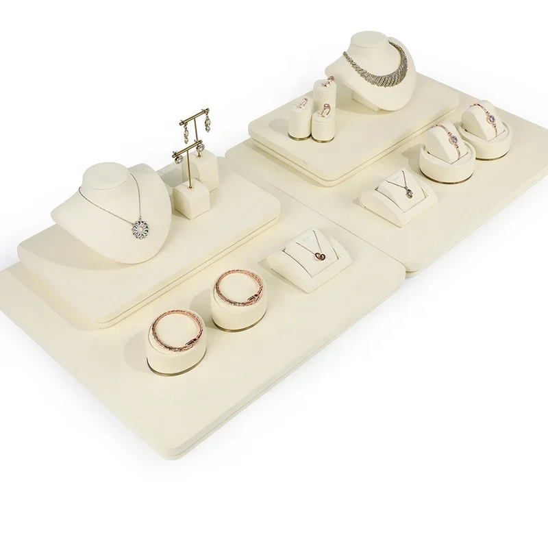 High-end necklace display stand beige white ultra slim hand bracelet tray jewelry counter display props jewelry display stand
