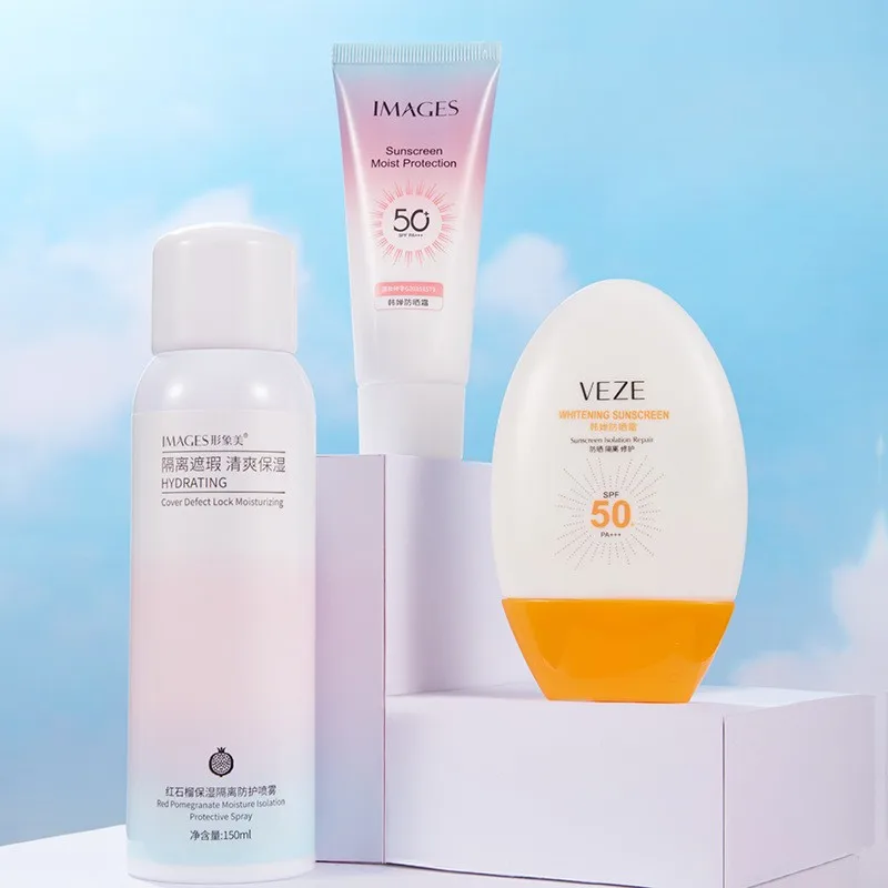 IMAGES Red Pomegranate Sunscreen Cream Spf 50 Waterproof Sweatproof Face Beauty Skin Care Isolation Spray