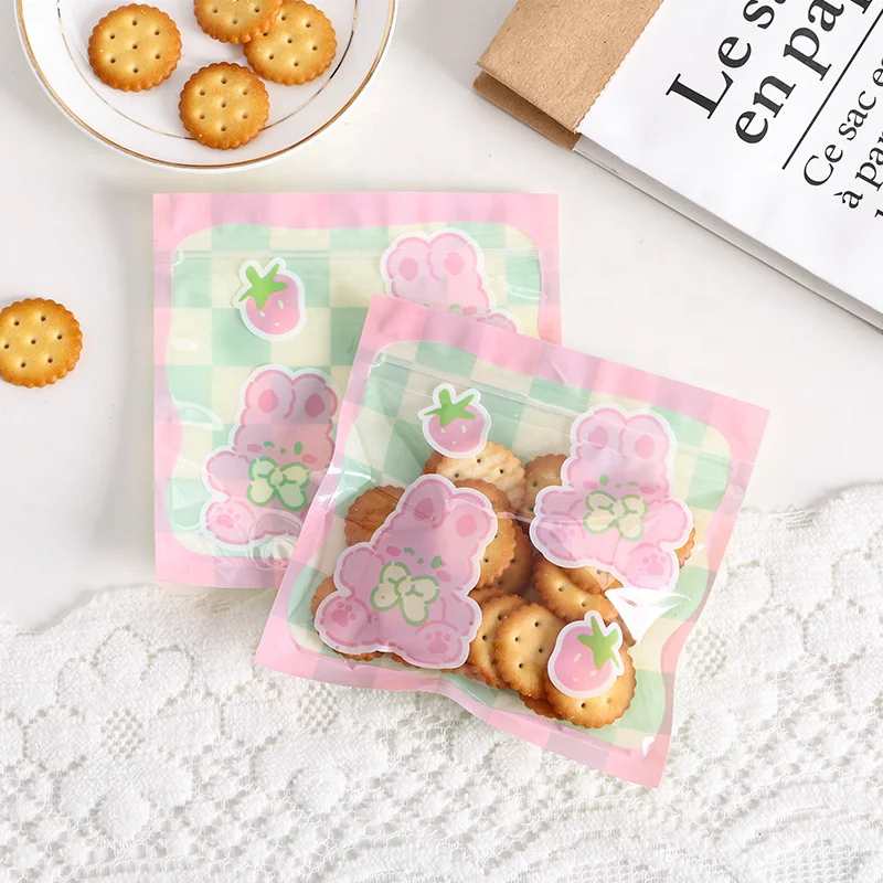 Cartoon Food Storage Small Sealed Bag Bear Gummy Dried Fruit Cashew Nuts Candy Cookies Packaging Small Plastic Bag With Zipper