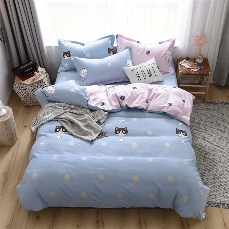 Customized 100%Polyester Printed 4pcs Comforter Bed Sheet Sets And Mattress Cover