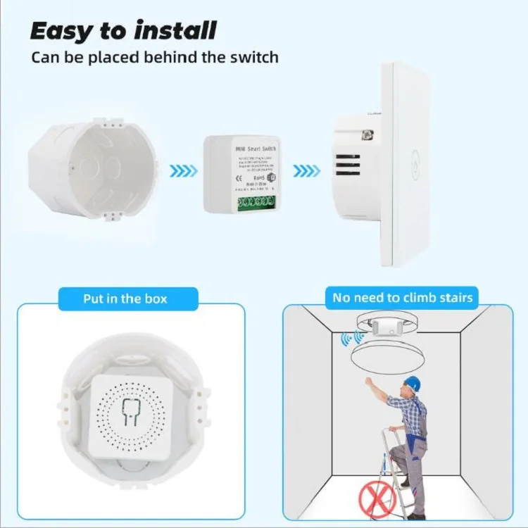 tuya smart mini on-off switch new concealed intelligent control current switch breaker 16A 1gang switch