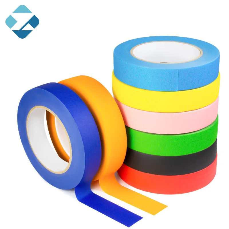 Custom high temperature automotive painter blue&green colored paper masking print tape with logo
