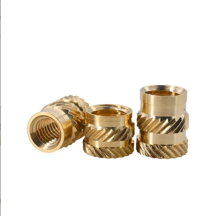 Manufacture M4-M8 cnc Turning Brass Threaded Nuts Knurled Thread Inserts Nuts For Plastic