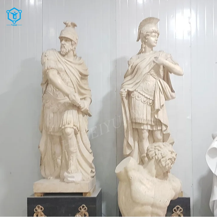 Life Size Classical Outdoor Garden Antique Marble Roman Soldier Statue