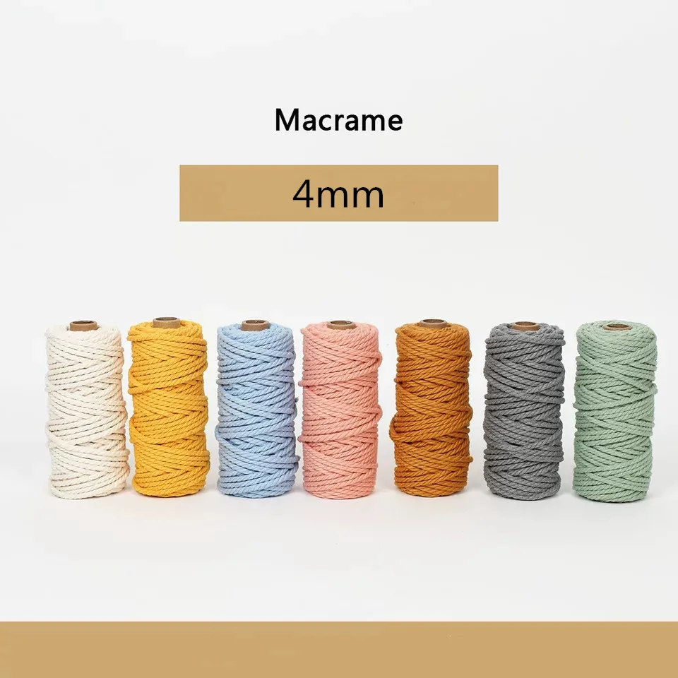 Wholesale 100% cotton 4mm colored craft cotton cord  macare twine pastel colors popular light green