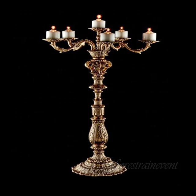 Wedding Decoration Centerpieces Flower Stand Tabletop Decoration Gold Centrepiece Metal Candelabras Gold Pillar Candle Holders