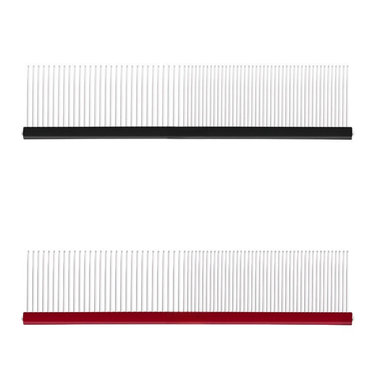OEM Peines de acero inoxidable Pet Professional Pet comb Stainless Steel Pet Grooming  comb with Dense teeth + wide teeth design