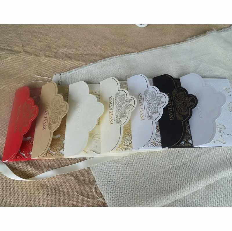 Luxury gold foil pocket indian wedding cards invitation