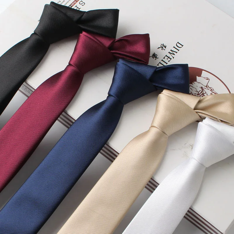 Classic Slim Size Red and Yellow Student School Ties in Plain Colours