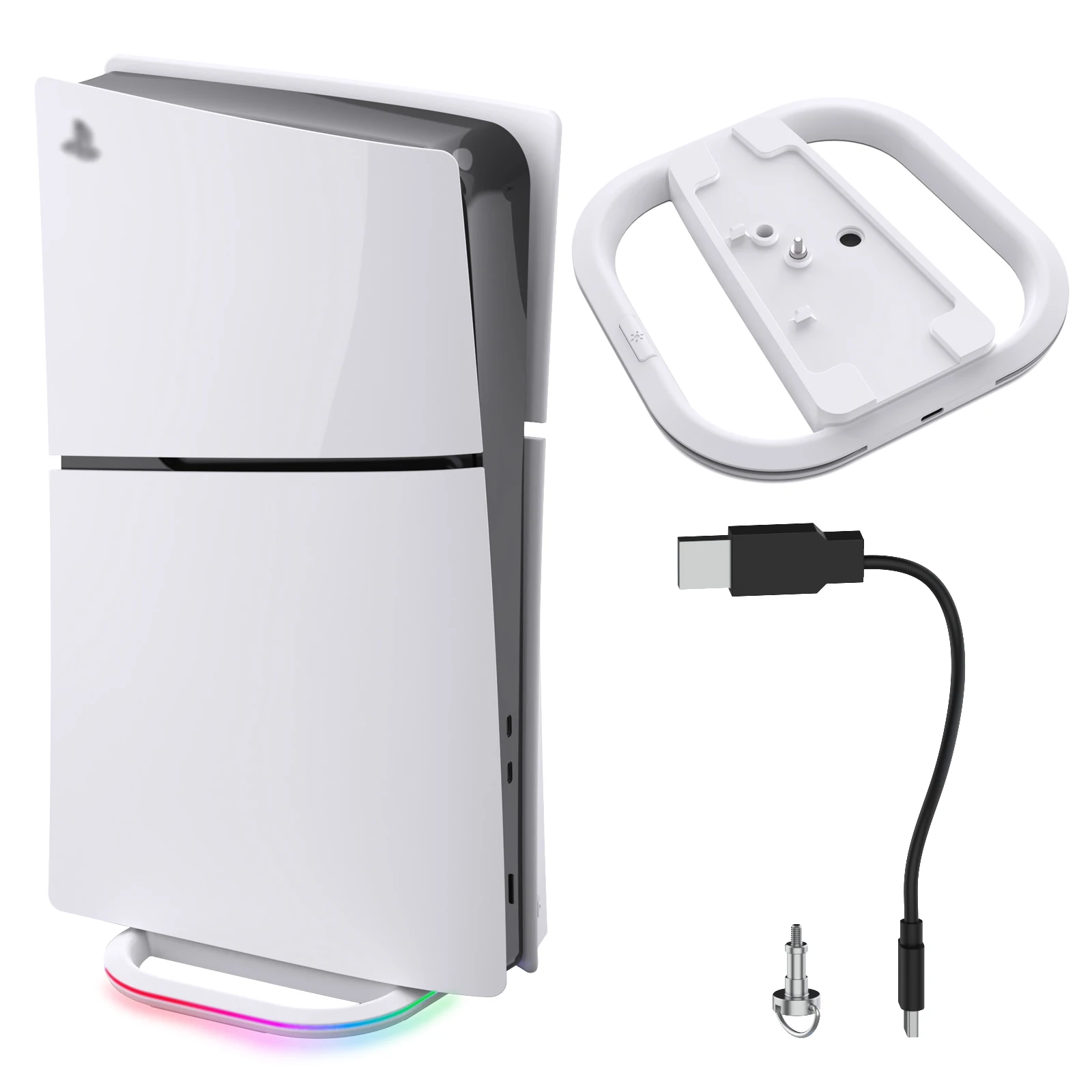 Factory New 7 RGB Colours LED breathing Lighted Vertical Stand Disc Digital Edition Controller for dock PS5 Slim console