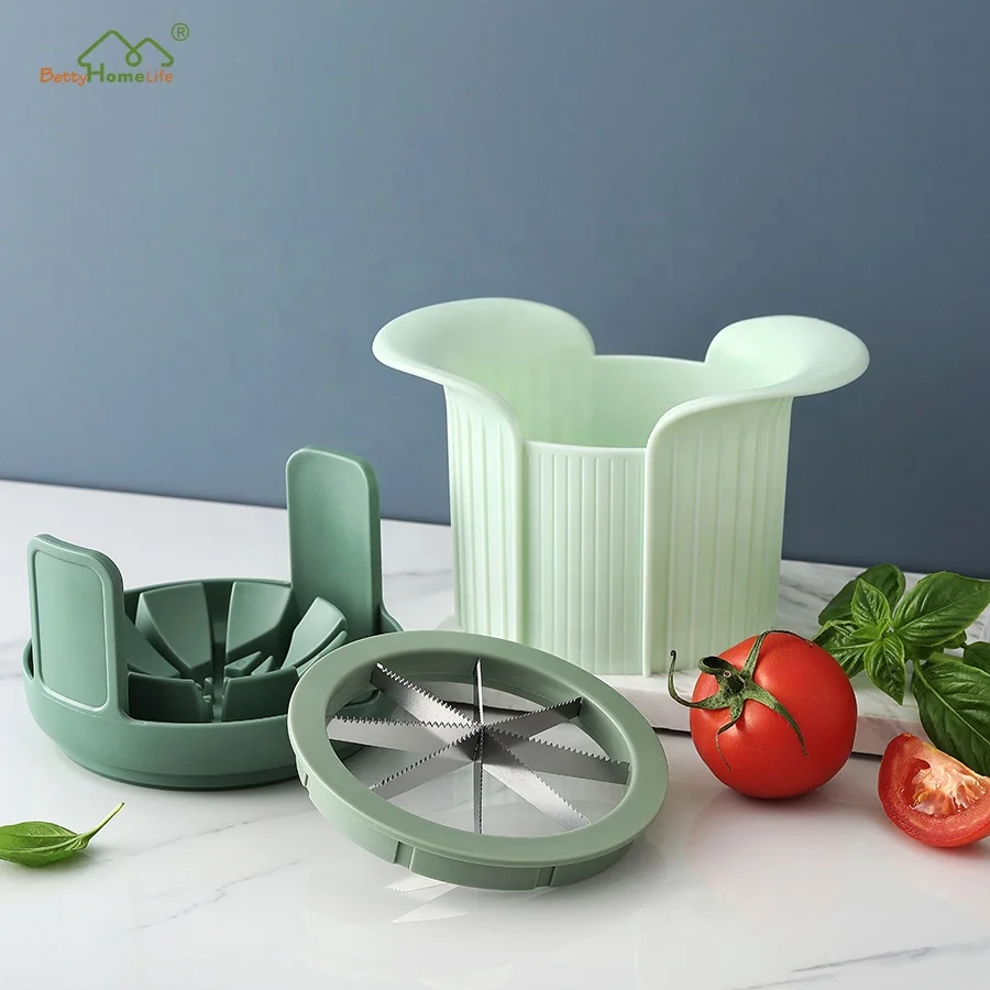 Wholesale Custom Hand Held 2 in 1 Multifunction Vegetable Cutter Slicer Tomato Chopper Cutter with Holder