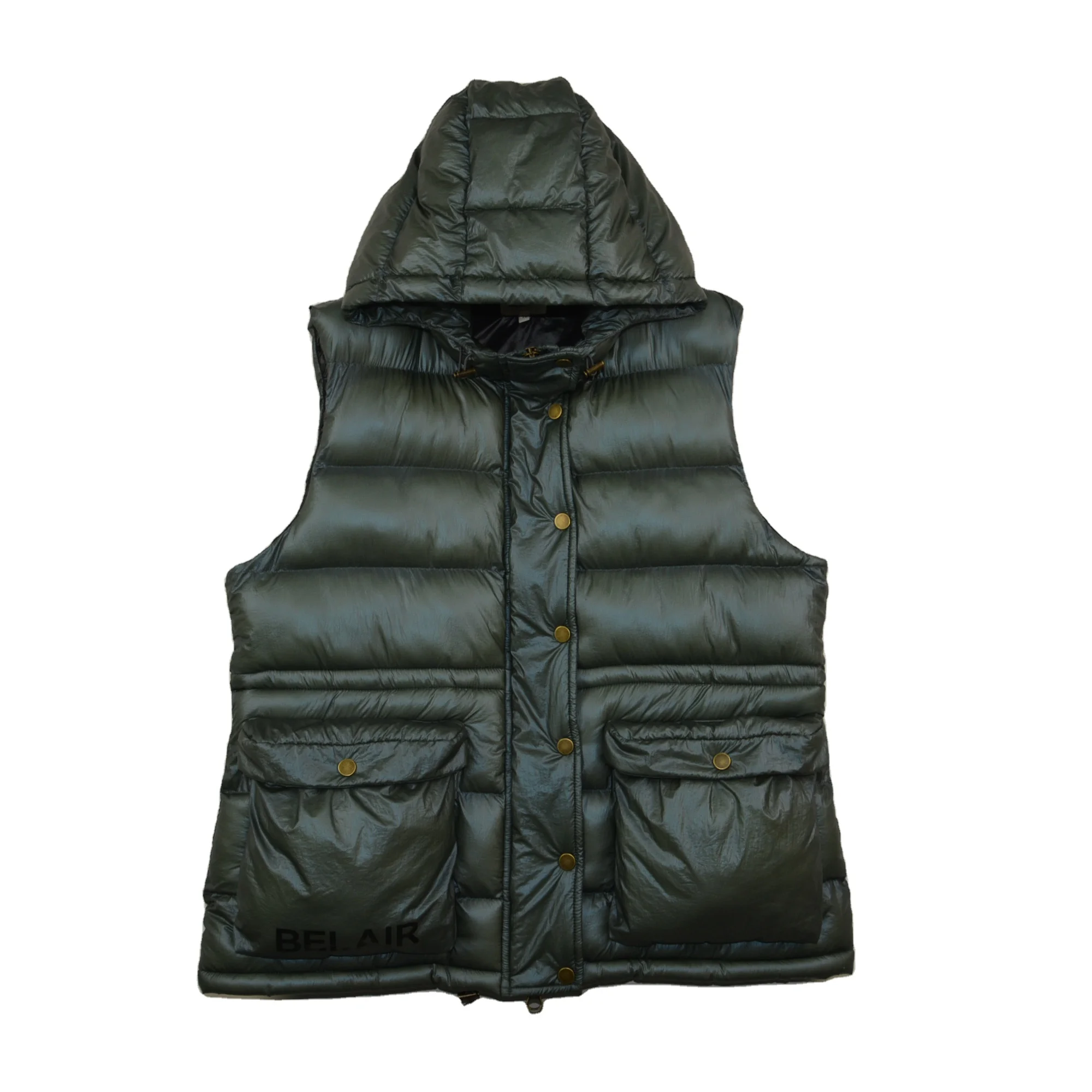 Custom light weight puffer vest hooded waistcoat padded coat tactical bubble vest women