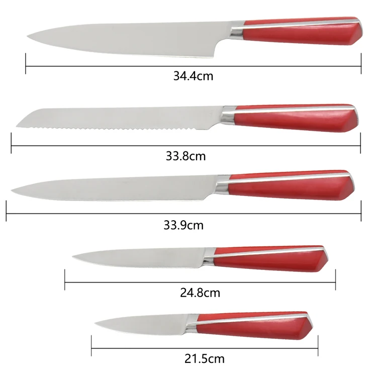 Customized Forge handle 5pcs Kitchen knife set Stainless steel with Foldable Magnetic wooden stand