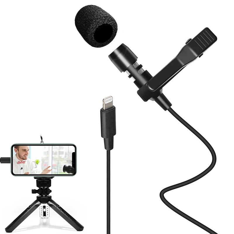 Lightning mini noise cancelling Lavalier Mic for  cellphone tablet rode Insert Lapel Collar Microphone