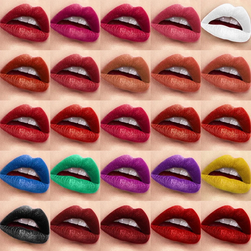 Wholesale vegan 25 color matte lipstick palette moisturizing creamy lipstick palette  waterproof easy to color makeup hot sale