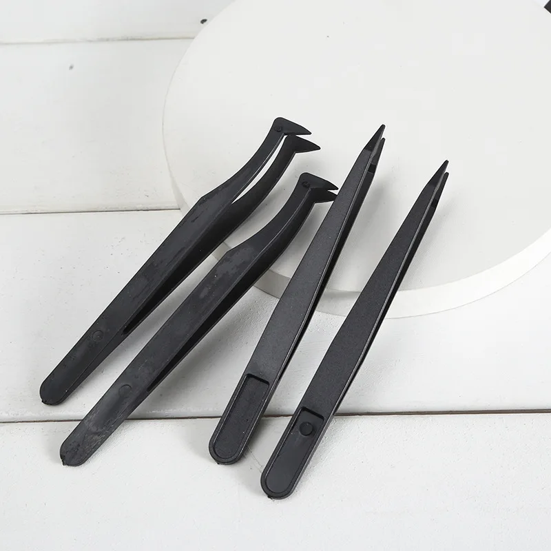 ABS Plastic Material Eyelash Extension Straight Tweezer Curved Head Diy Hand Make Tweezers Tool Cheap