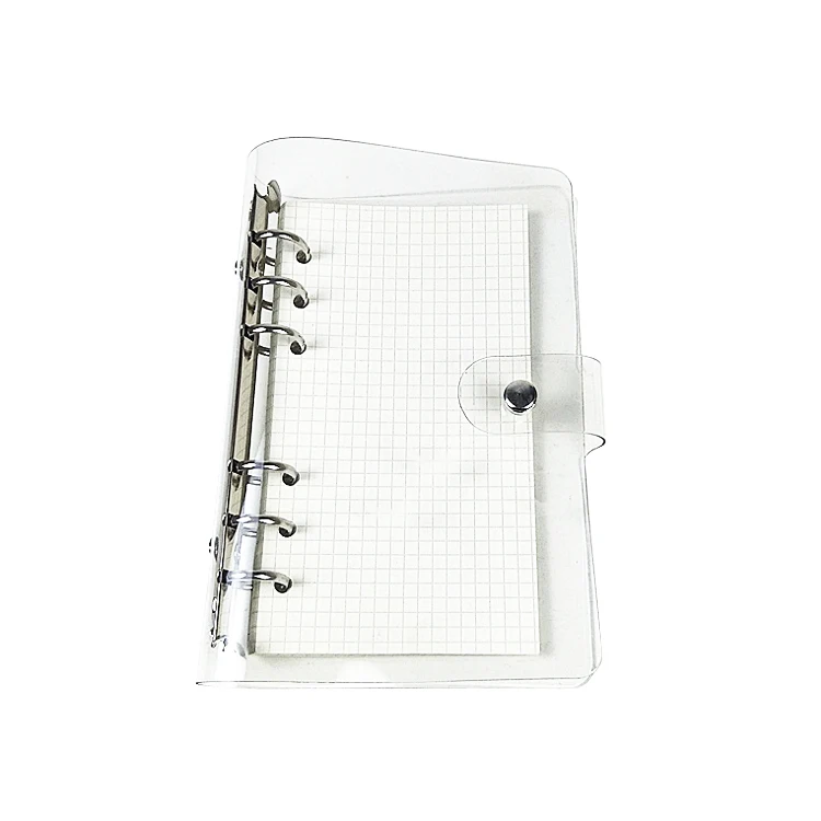 Cheap A5 Ring Binder hologram transparent pvc notebook with metal button closure