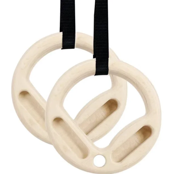 Finger Strength Fitness Wood Gymnastic Rings with Adjustable Straps