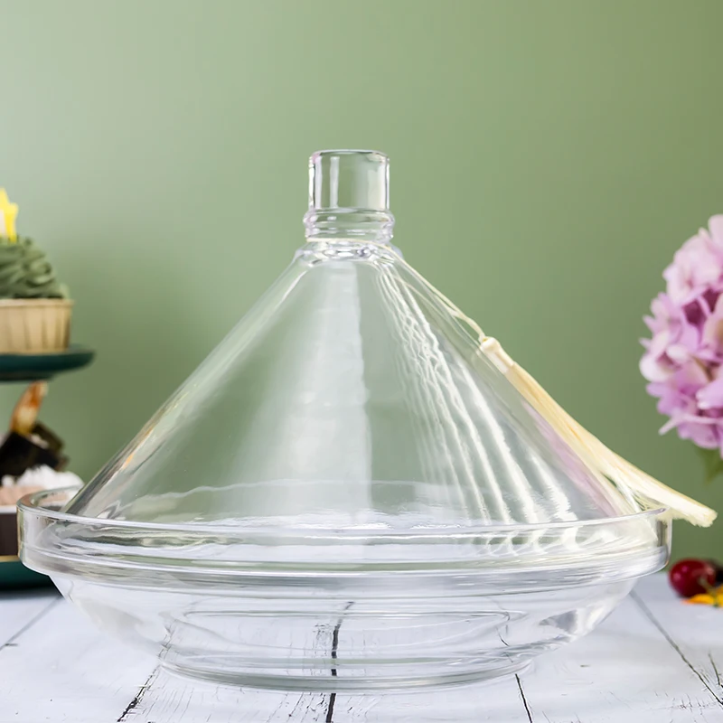 Factory Wholesale Logo Customized Conical Crystal Large Glass Candy Bowl with Lid