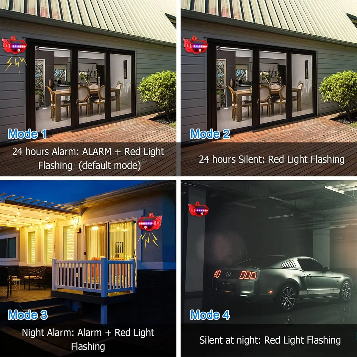 6 LED Flashing Outdoor Solar Motion Sensor Sound Voice Alarm Infrared Sound and Light Microwave Sensor Siren Alarm