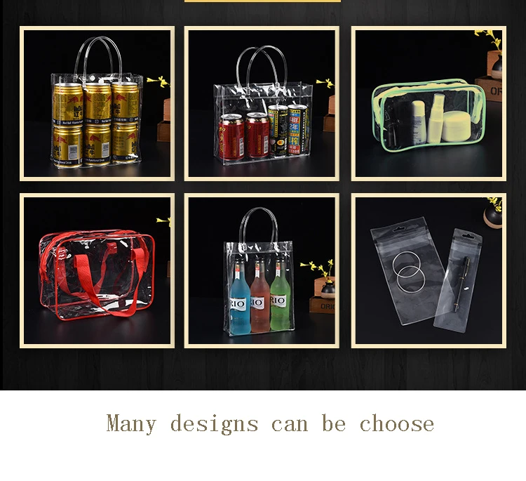 Factory Wholesale Customized pvc transparent plastic handbag button promotion gift bag packaging bag
