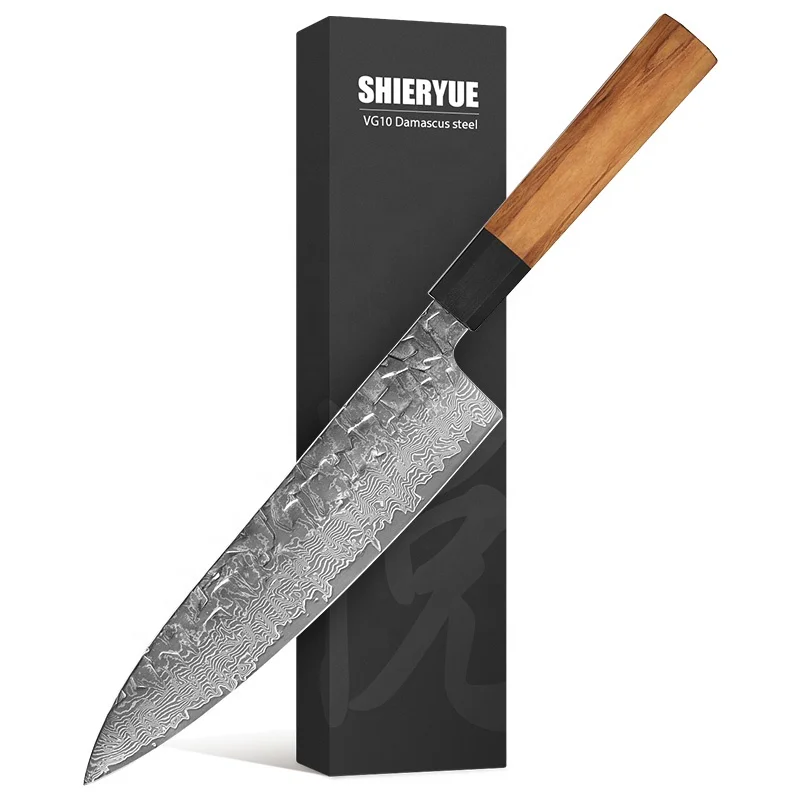 New innovation handmade damascus knives damast messer chef with octangle wood handle