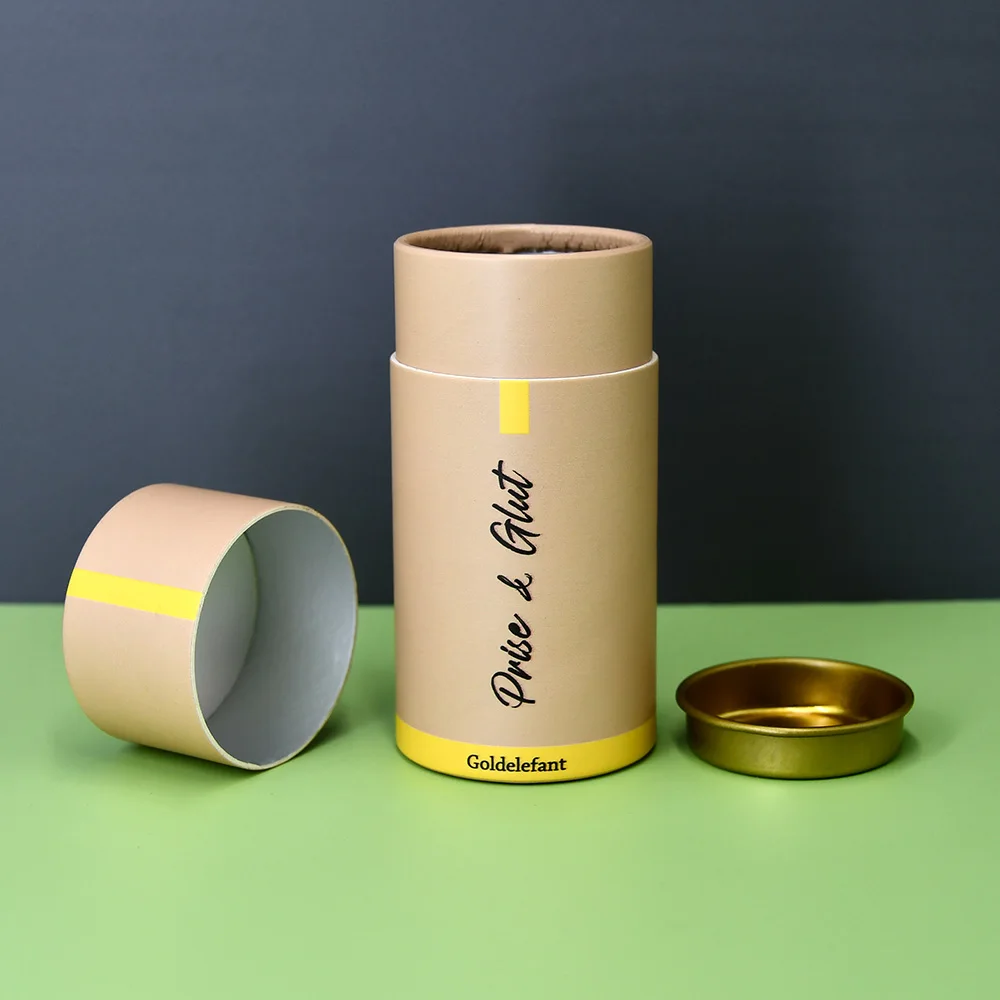 customized paper biodegradable tea packaging tube cardboard round boxes with metal lids inside Paper tube packaging