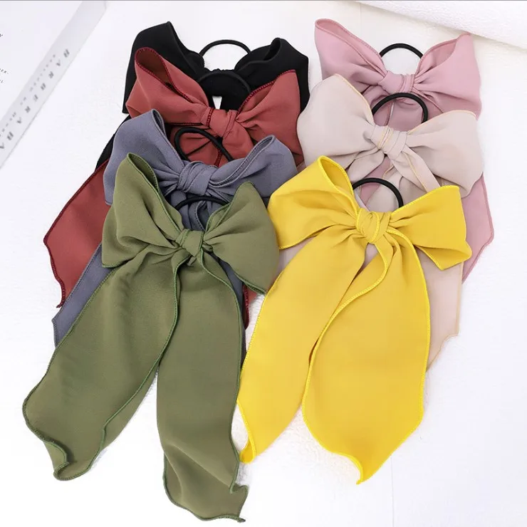 Women Rubber Bands Tiara Satin Ribbon Bow Hair Band Rope Scrunchie Ponytail Holder Gum for Hair Accessories Rope