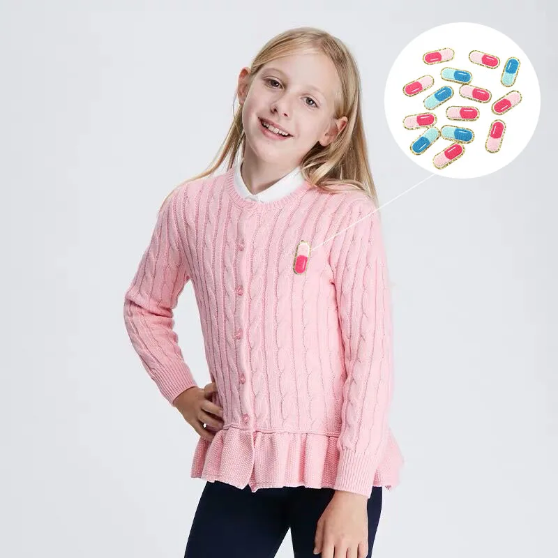 Capsule Pill Shape Iron on Patch Adhesive Chenille Towel Embroidery Patches