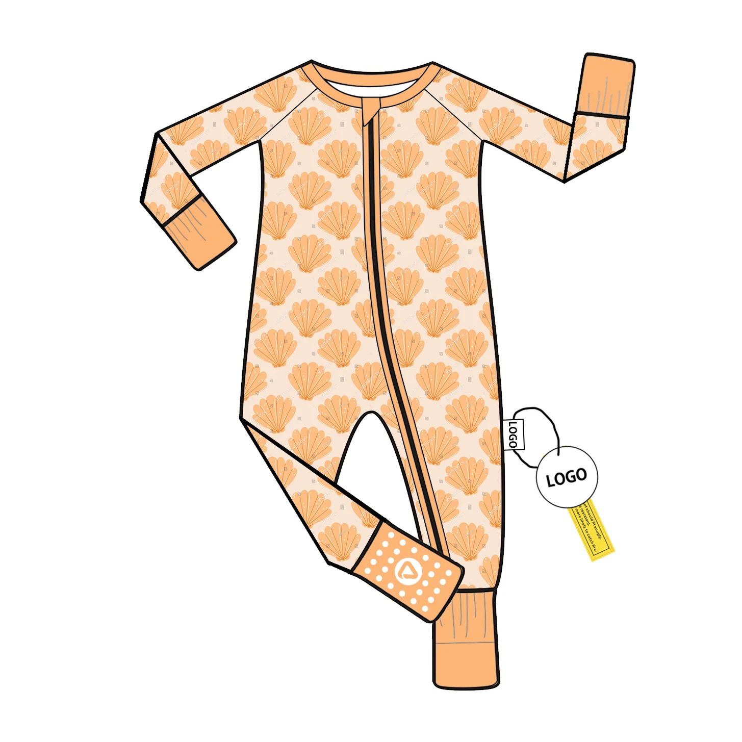 Bamboo Viscose Toddler Romper with Custom Print Sleepwear and YKK Zipper Footie for Newborns