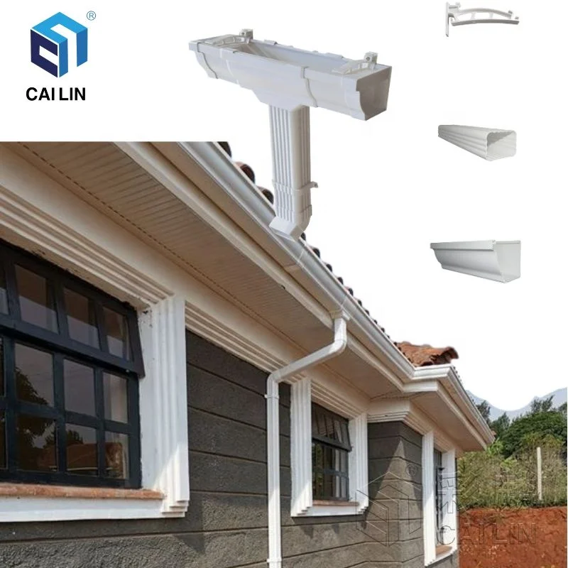 30 Years Warranty Rectangular Downspout Prefab Roof System Pvc Drainage Water Slide Pipe Rain Gutter Water Harvesting System