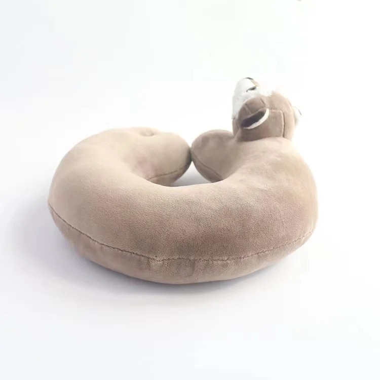 U-shaped travel pillow plush animal raccoon head neck pillow
