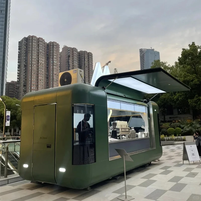 New Design Popular Flying Wing Food Truck Fully Equipped Mobile Prefab Cafe Coffee Shop Restaurant Food Trailer