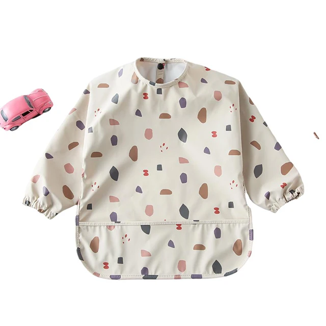2023 hot sale Long Sleeve Waterproof Baby Toddler Kids Bib With Pocket Children Stuff baby eating apron Manufacturer
