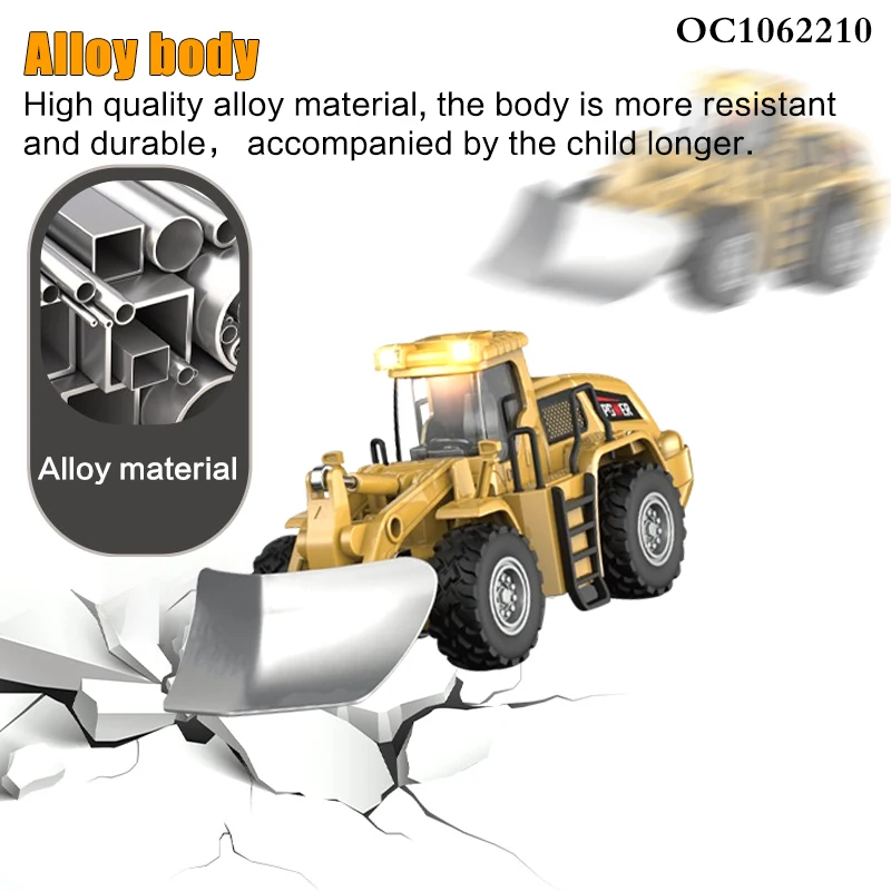 Friction diecast model car simulation trucks toy bucket shovel for children for sale with light and music
