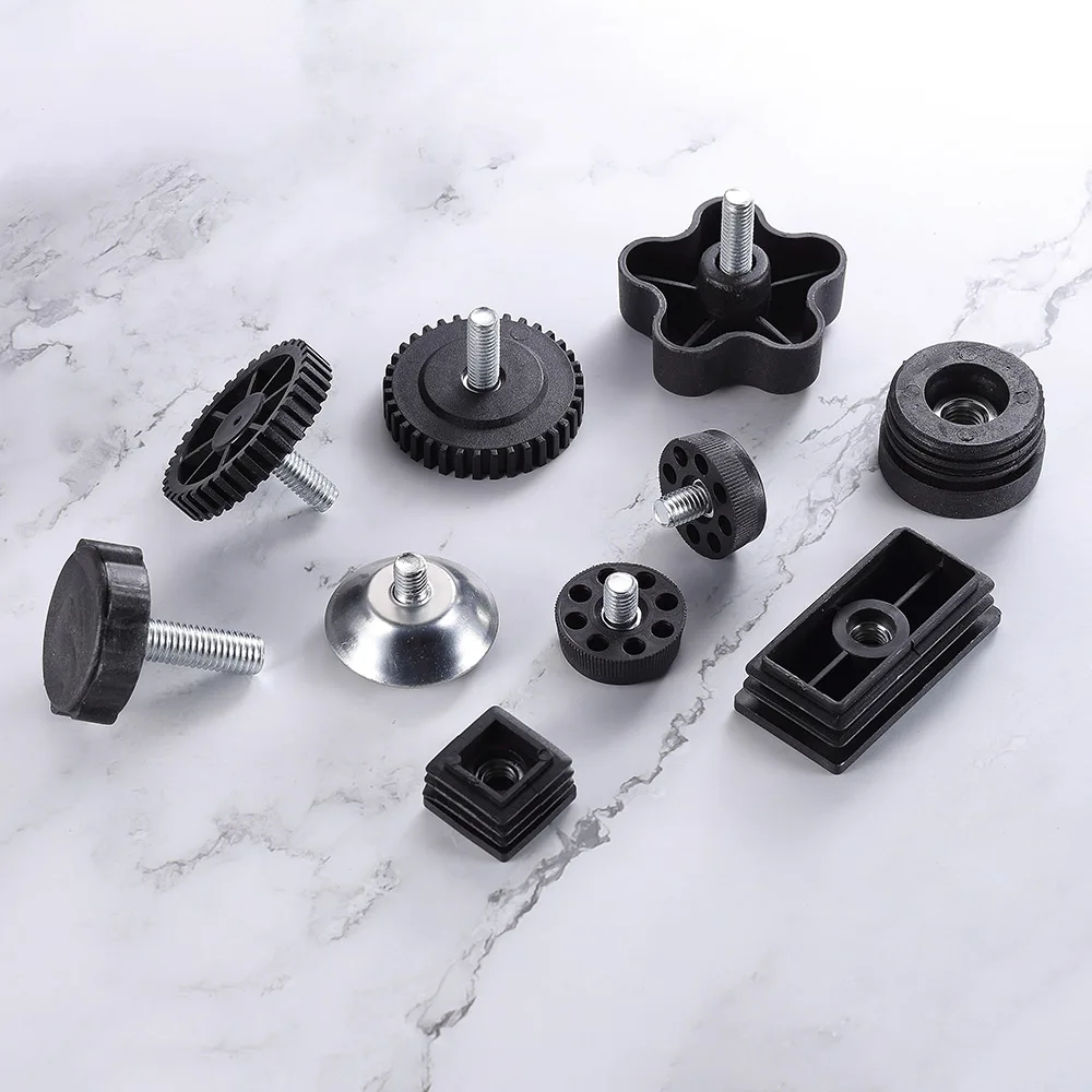 Furniture Chair Desk PVC Plastic White Pipe end cap Screw Nut Tube Plug Caster Wheel Thread Tube insert Adjustable leveling feet