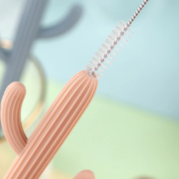 BPA Free Baby Teething Toy Silicone Teethers for Babies and Infants Cactus Straw Teether