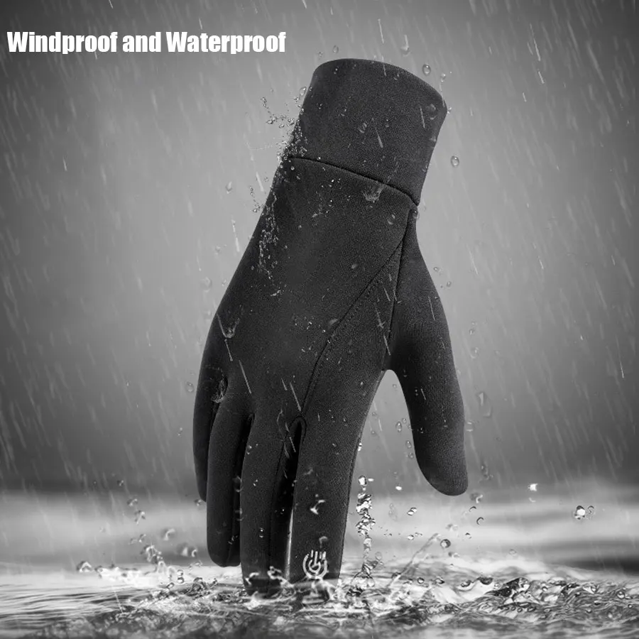 Winter Warm Cotton Gloves Outdoor Sports Windproof Waterproof Bicycle Motorcycle Skiing Hiking Running Touch Screen Compatible