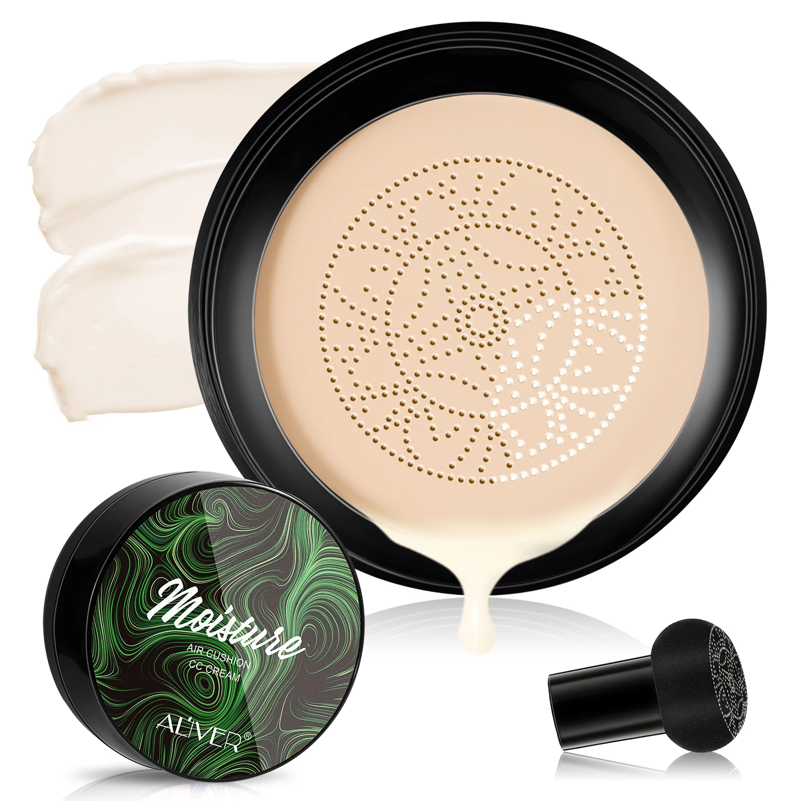 Aliver Ivory White Moisturizing Bright Concealer Foundation Beauty BB CC Cream Mushroom Head Air Cushion Makeup Foundation Light