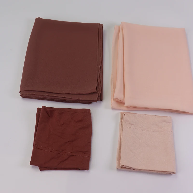 Finest Hijab Prefect Matching Heavy Chiffon Hijab Set Matching Color Chiffon Hijab With inner cap