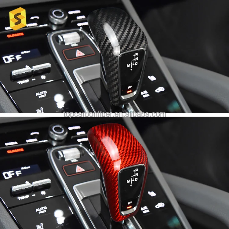 ES Automatic Shift Knob Carbon Fiber Cover For Porsche Cayenne 2018 for now Interior Accessories Car Decoration